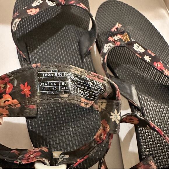 Teva Floral Platform Thong Chunky Casual Sandals Black Pink Red White Womens 10 - Picture 7 of 10